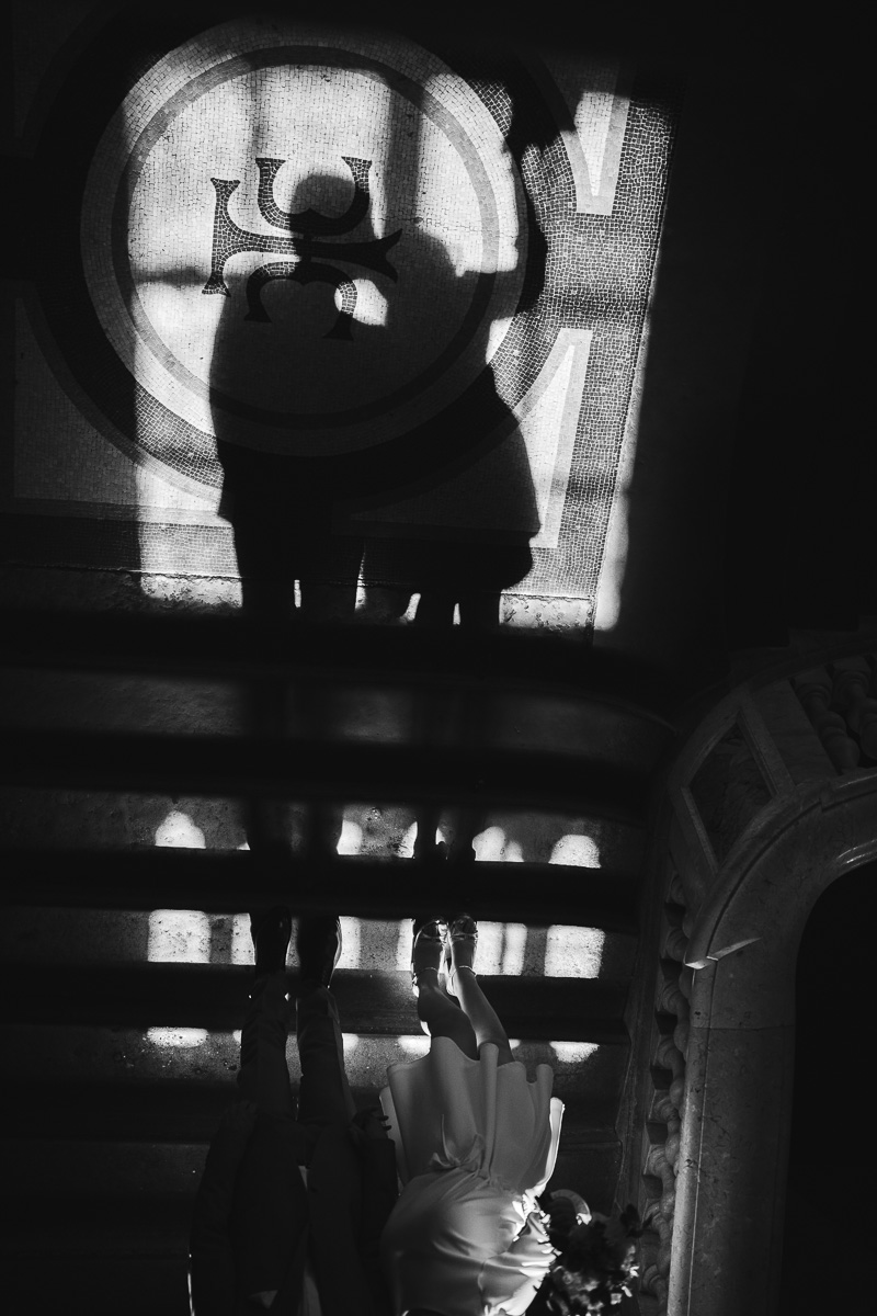 Shadow play on the stairs of the Capitole de Toulouse