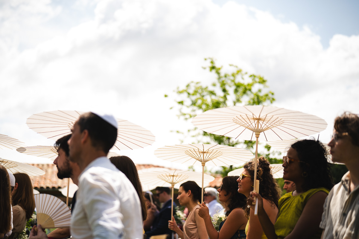 Outdoor ceremony under the PSB Lounge huppah, La Bélonie, Tarn