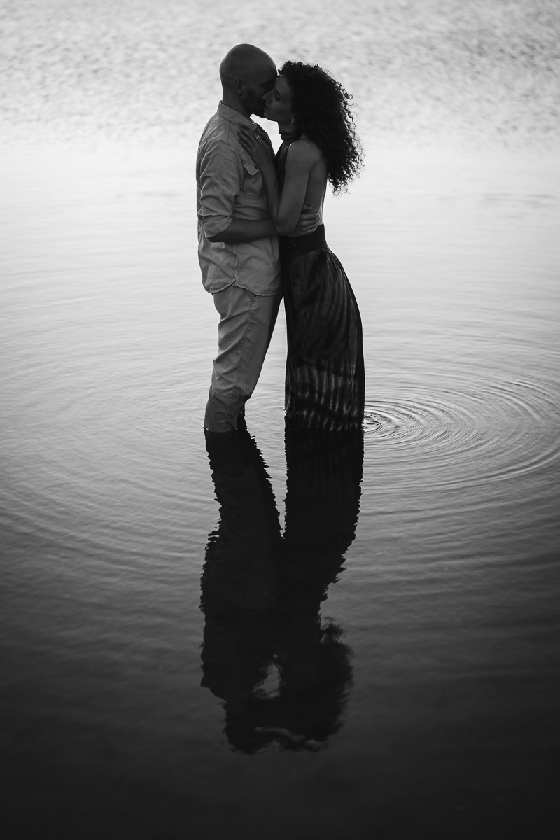 Black and white couple in the water, Étang de Canet-Saint-Nazaire, Pyrénées-Orientales