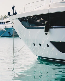 Close-up of a yacht in the port of Antibes